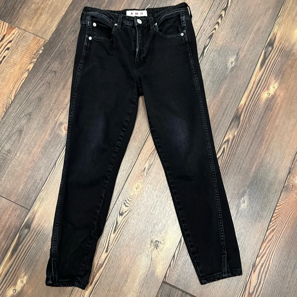 AMO X REVOLVE HIGH RISE TWIST SKINNY JEANS SIZE 28 black magic